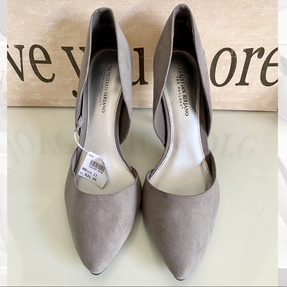 NWT Christian Siriano Grey Faux Suede Heels - 11